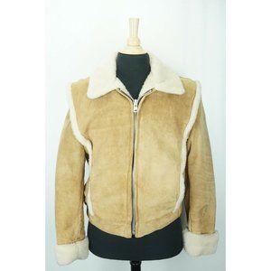 Schott Shearling Womens Suede Light Caramel Jacket Sz 40 USA